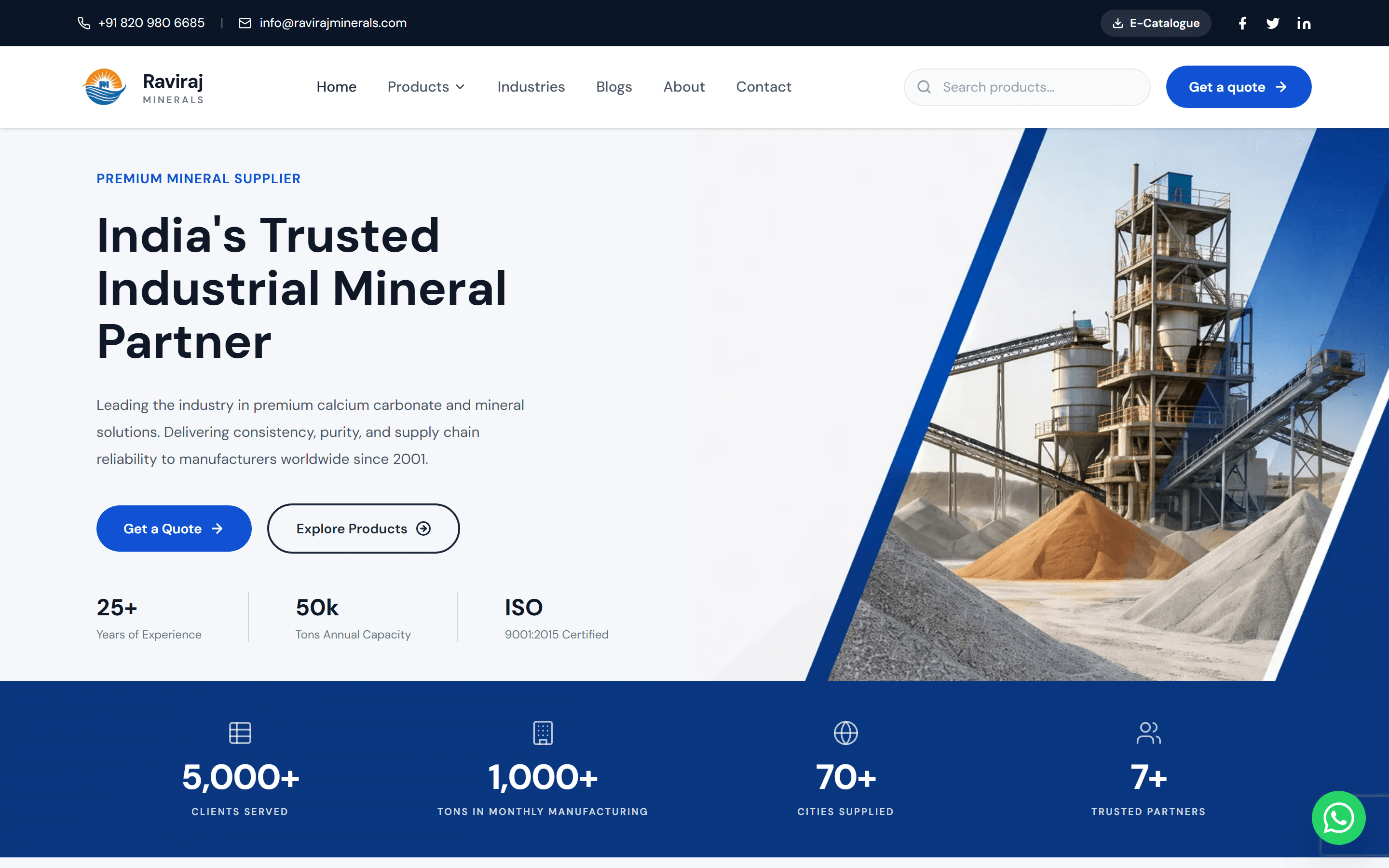 Raviraj Minerals site preview